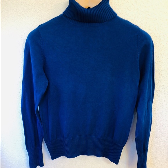 Sweater-royal blue turtle neck - Picture 1 of 7